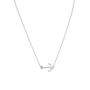 3 pcs 16" + 2" Rhodium Plated Sideways Anchor Neck